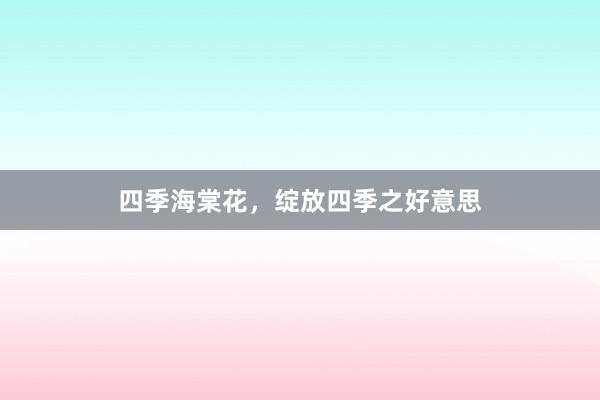 四季海棠花,绽放四季之好意思